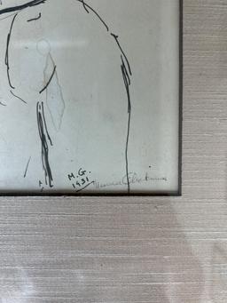 Maurice Glickman (1906-1981) Original Drawing Female Portrait