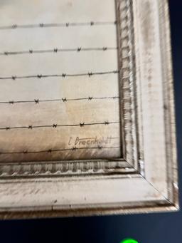 Charles Greenholt Original O/B Barbwire Fence in Storm