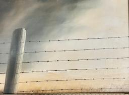 Charles Greenholt Original O/B Barbwire Fence in Storm