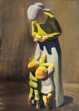 MCM signed CERNY, Fritz 1961 Woman w/children
