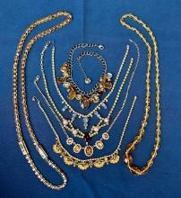 7 Vintage Necklaces Amber/Rootbeer Rhinestone/Crystal