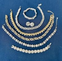 3 Vintage Crown Trifari Necklaces 1 wedding set & 2 bracelets