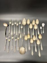 27 Utensils Vintage 800 Silver Indonesian Javanese/Dutch Lotus Pattern