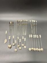 (35) Skewers & Spoons Vintage 800 Silver Indonesian/Thai