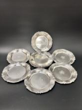 (12) Sterling Bread & Butter Plates Bigelow-Kennard & Co. Art Nouveau