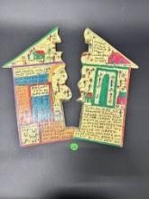 Reverend Howard Finster Carved Painting on Board Double Sided