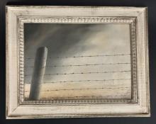 Charles Greenholt Original O/B Barbwire Fence in Storm