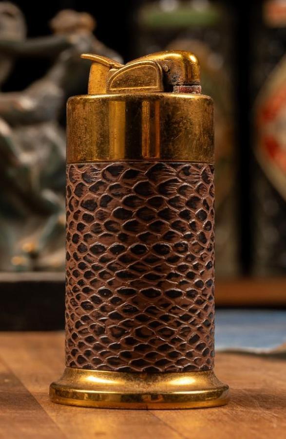 Vintage Leather Wrapped Brass Lighter