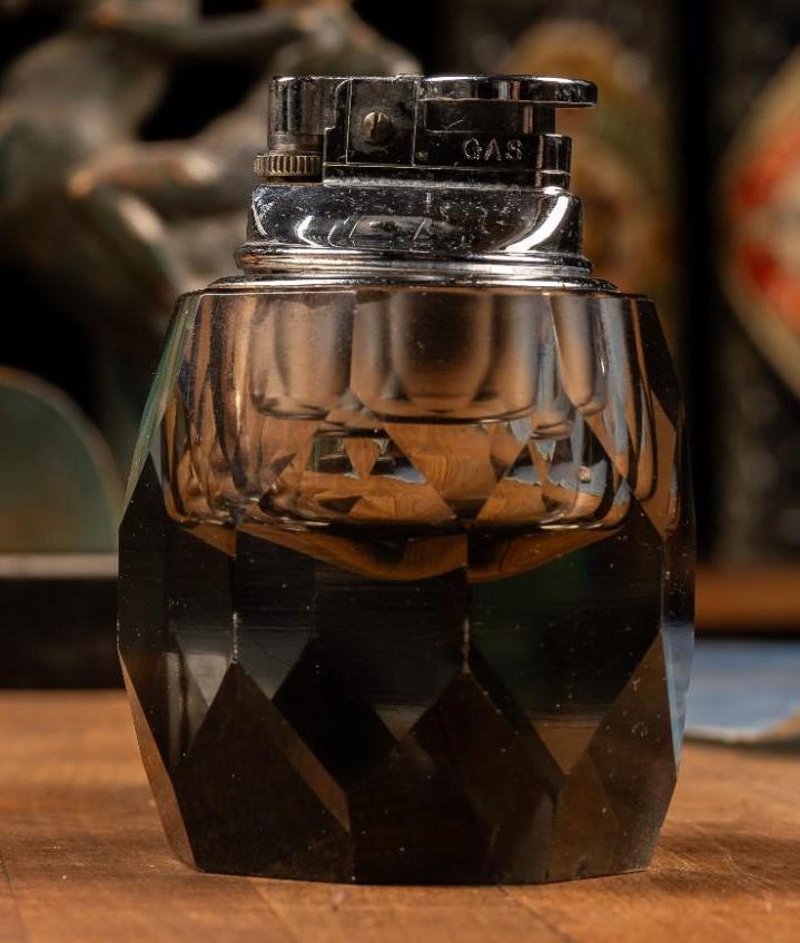 Vintage Dark Glass Gemstone Table Lighter
