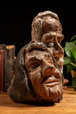 Ceramic Sculpture of Old Man and Woman