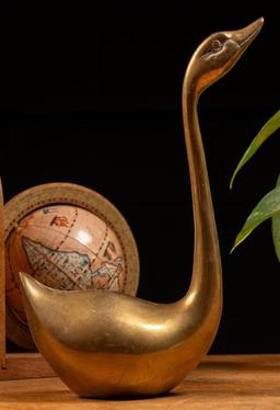 Mid Century Brass Swan Sculpture