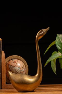 Mid Century Brass Swan Sculpture