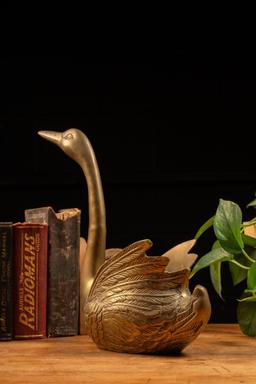 Mid Century 12" Brass Swan Sculpture