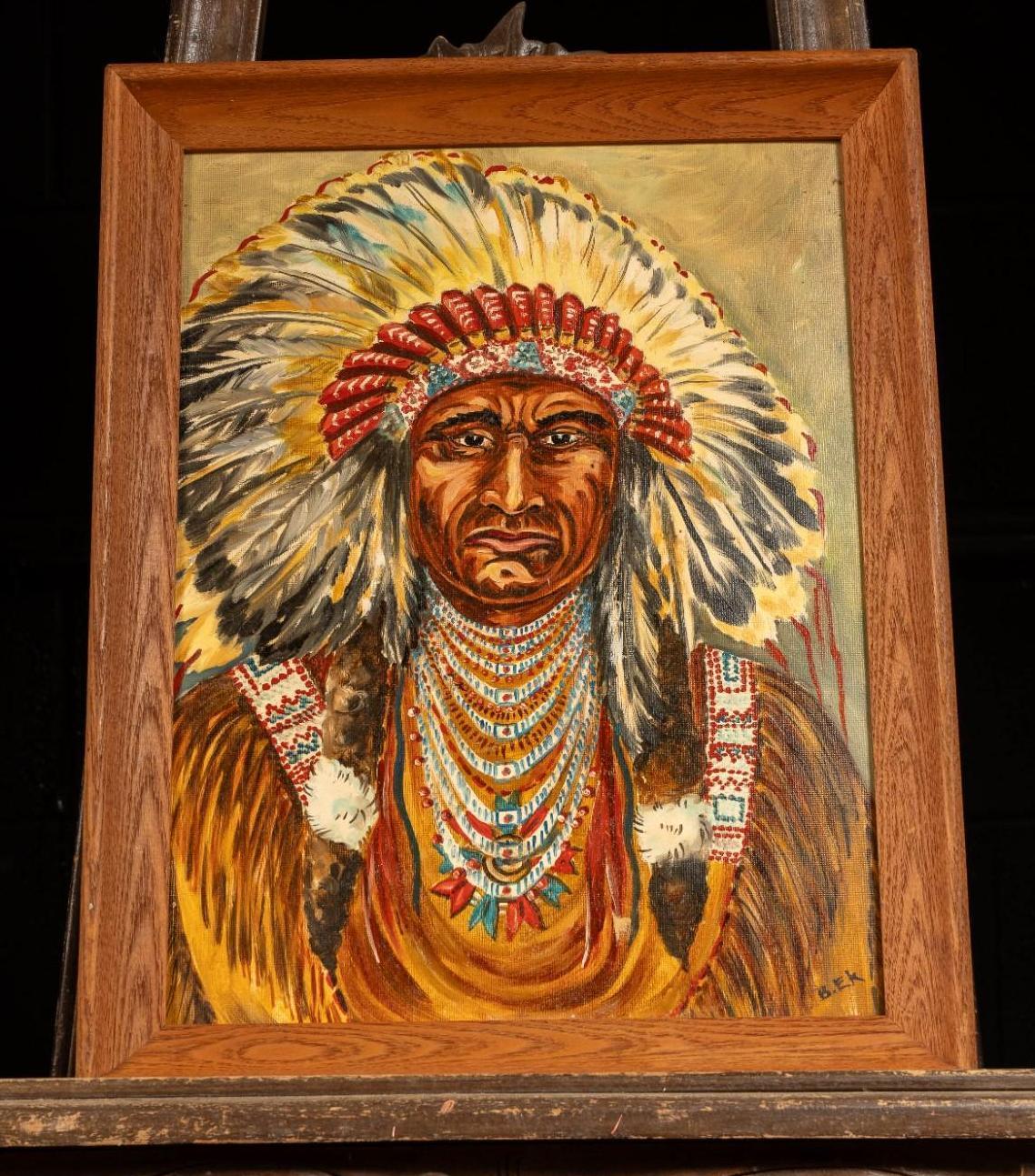 Chief Joseph, Nez Perce Tribe 1840-1904, Oil on Board