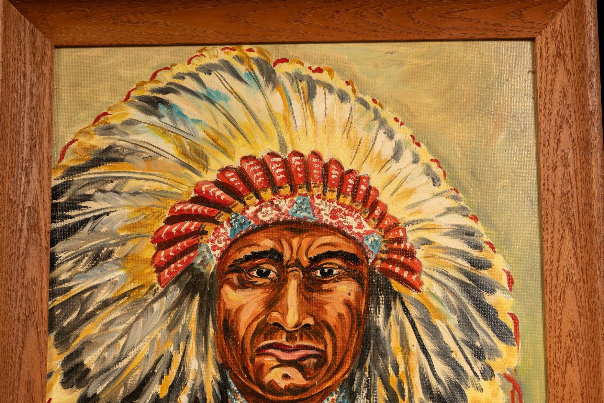 Chief Joseph, Nez Perce Tribe 1840-1904, Oil on Board