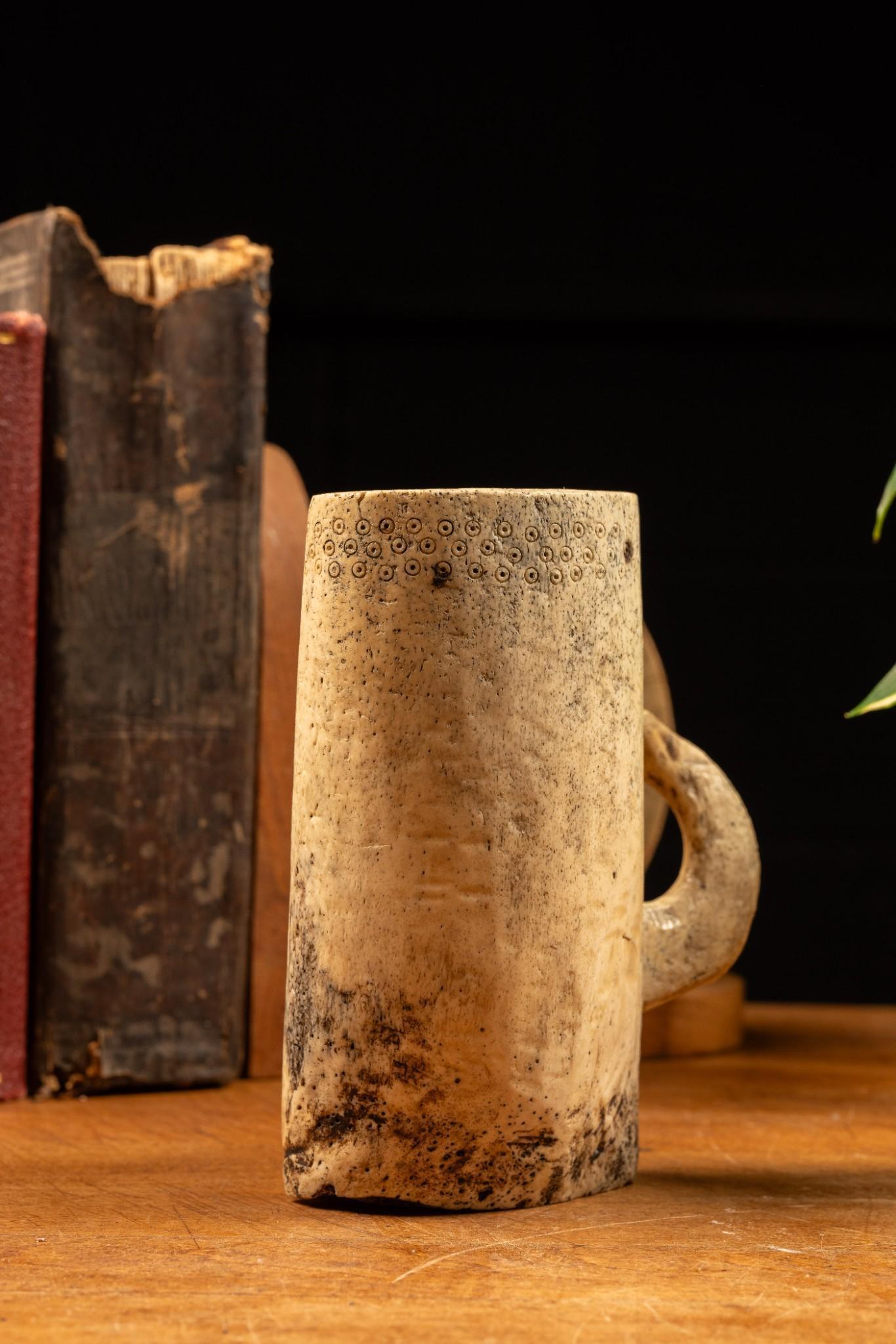 Vintage Carved Bone Stein