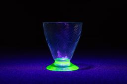Vintage Uranium Glass Optic Swirl Footed Cup 1