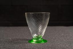 Vintage Uranium Glass Optic Swirl Footed Cup 2