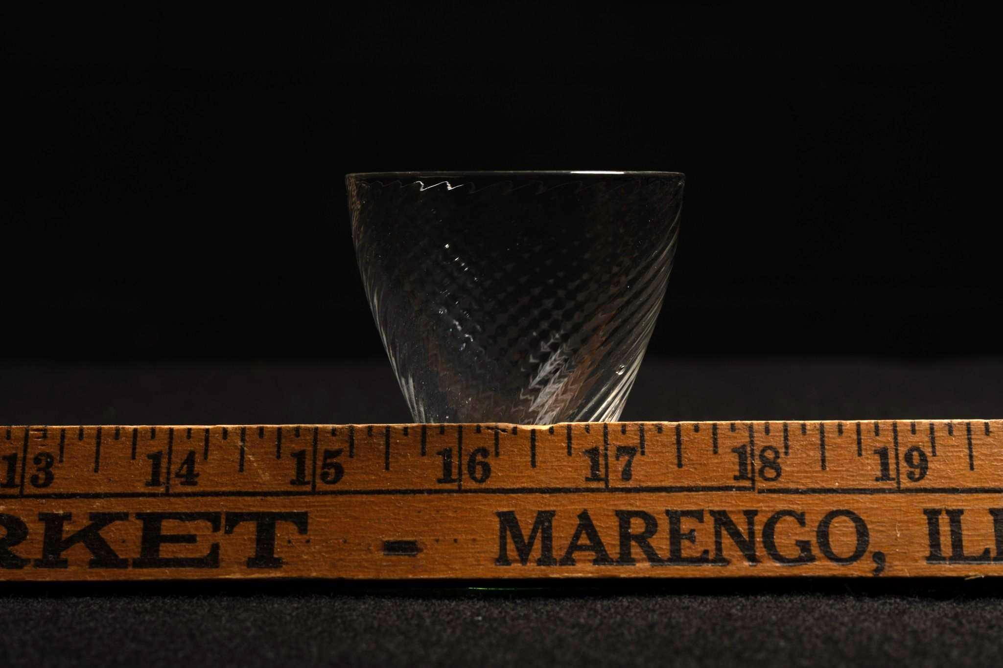 Vintage Uranium Glass Optic Swirl Footed Cup 2