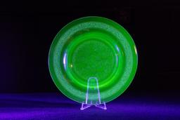 Uranium Glass Floral Plates - Set of 5