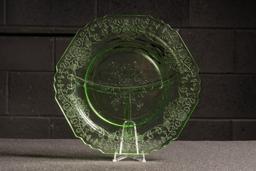 Uranium Cameo Glass Sectioned Dinner Plates - Set of Five