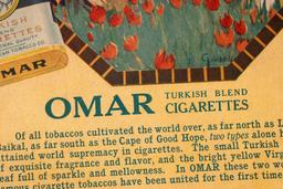 Early 20th Century Omar Turkish Cigarettes Cardstock Ad