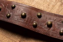 Antique Studded Leather Cowboy Belt