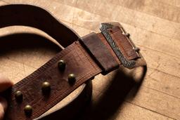 Antique Studded Leather Cowboy Belt