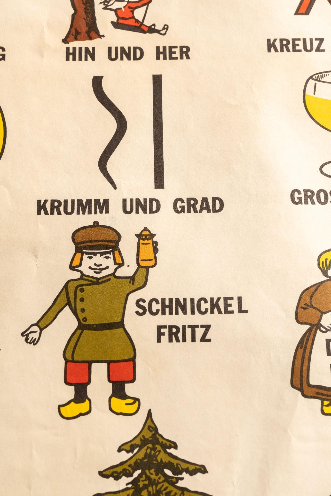 Vintage Lithographic German Restaurant Advertising Poster