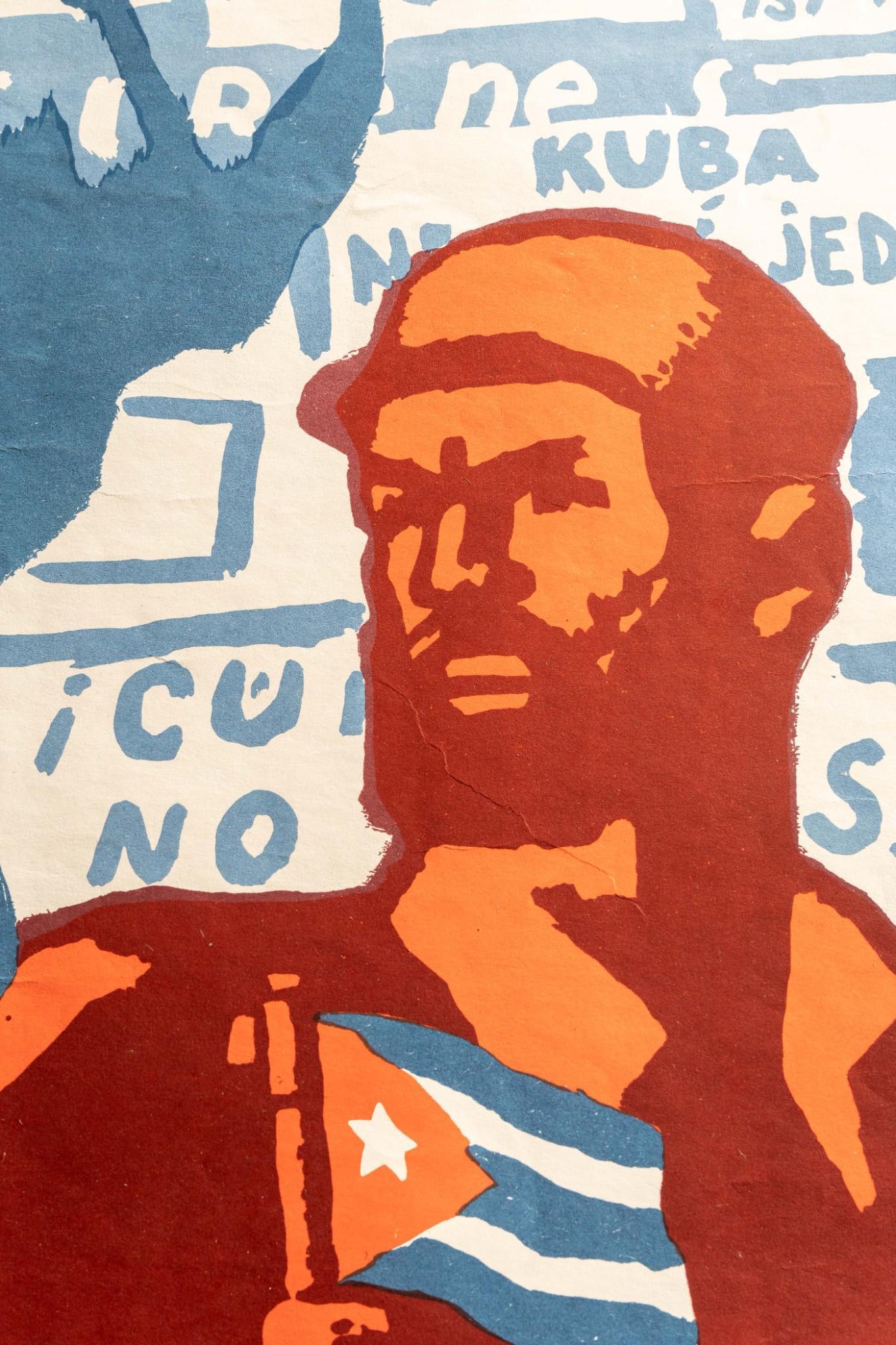 1962 Lithographic Socialism Poster - Cuba Is Not Alone