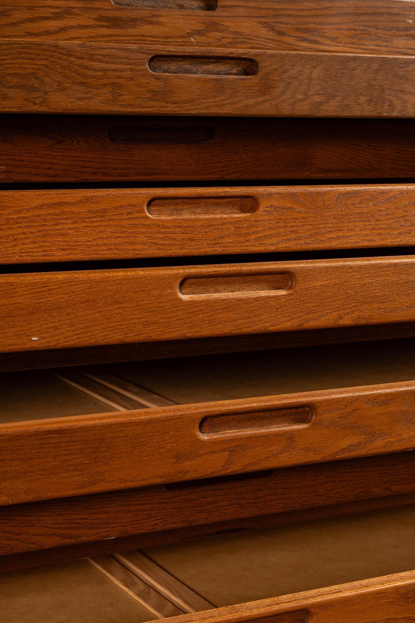 Large Vintage Hamilton Wooden Flat File Cabinet