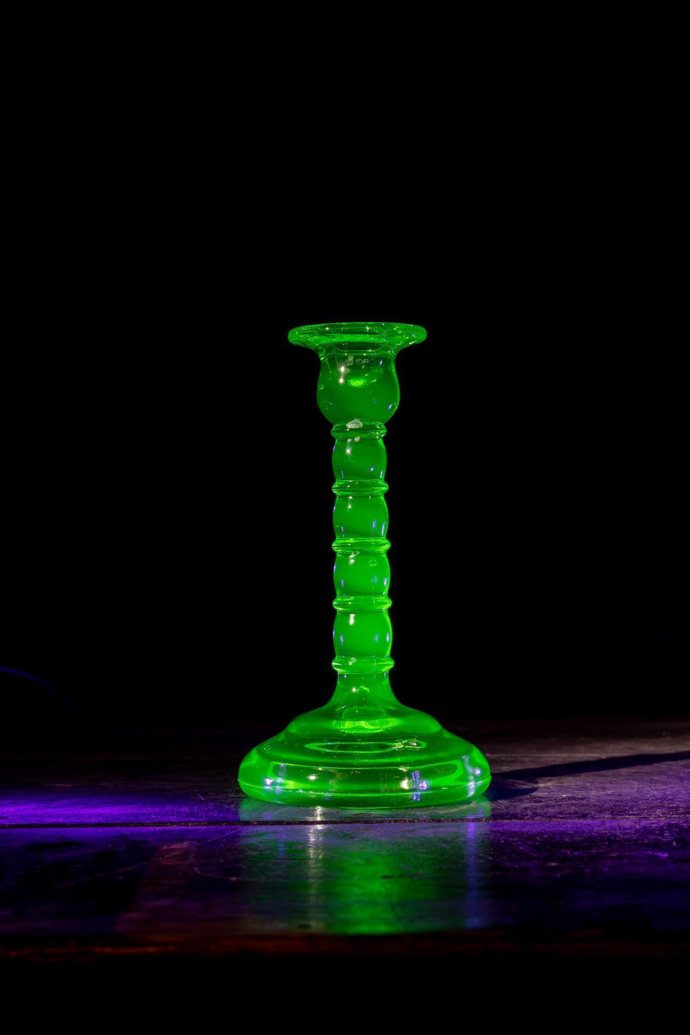 Uranium Glass Candlestick 1