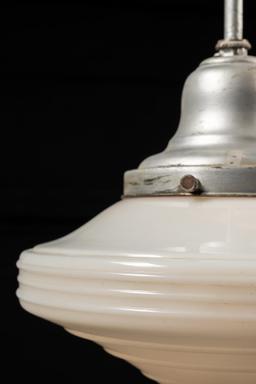 Antique Art Deco Pendant Lamp with Small Milk Glass Globe