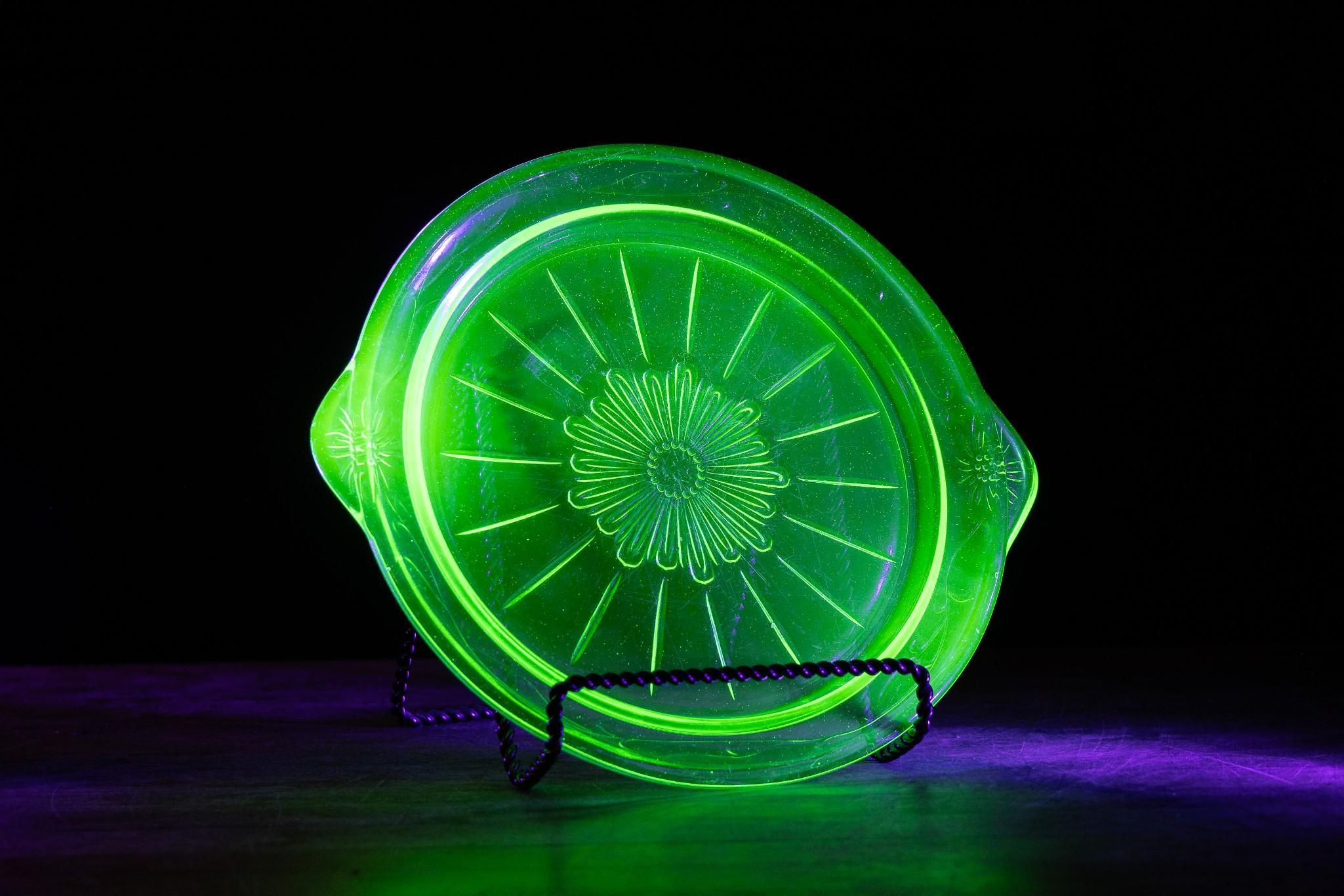 Antique Uranium Glass Serving Dish