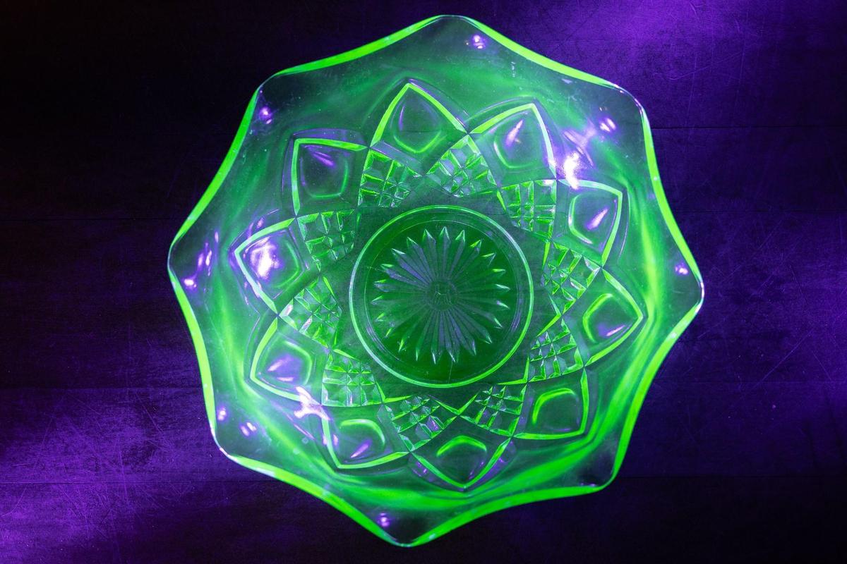 Antique Uranium Glass Bowl by Hazel Atlas