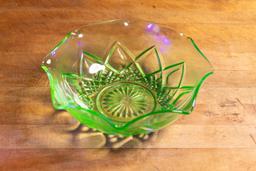 Antique Uranium Glass Bowl by Hazel Atlas