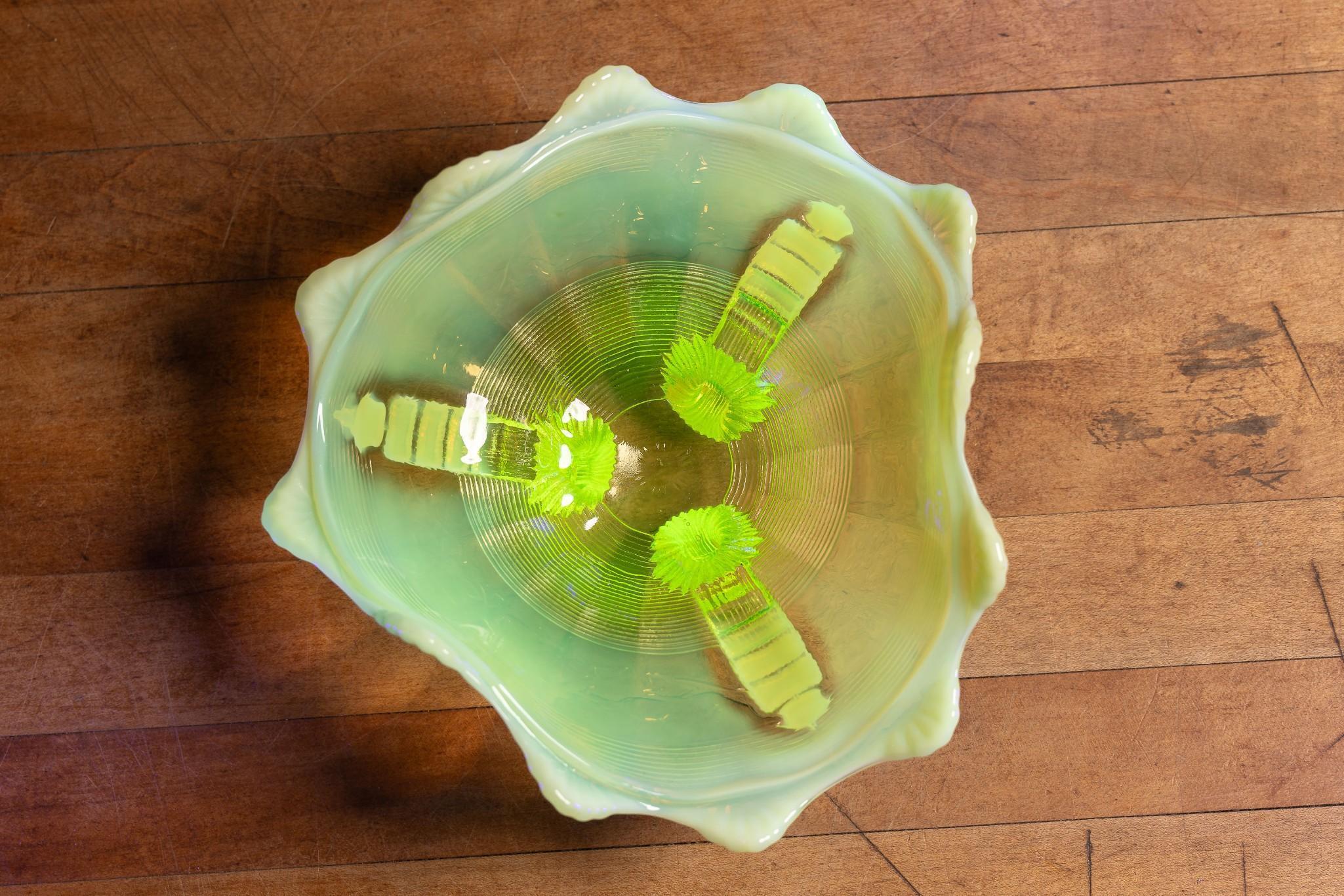 Antique Uranium Glass Pinch Bowl