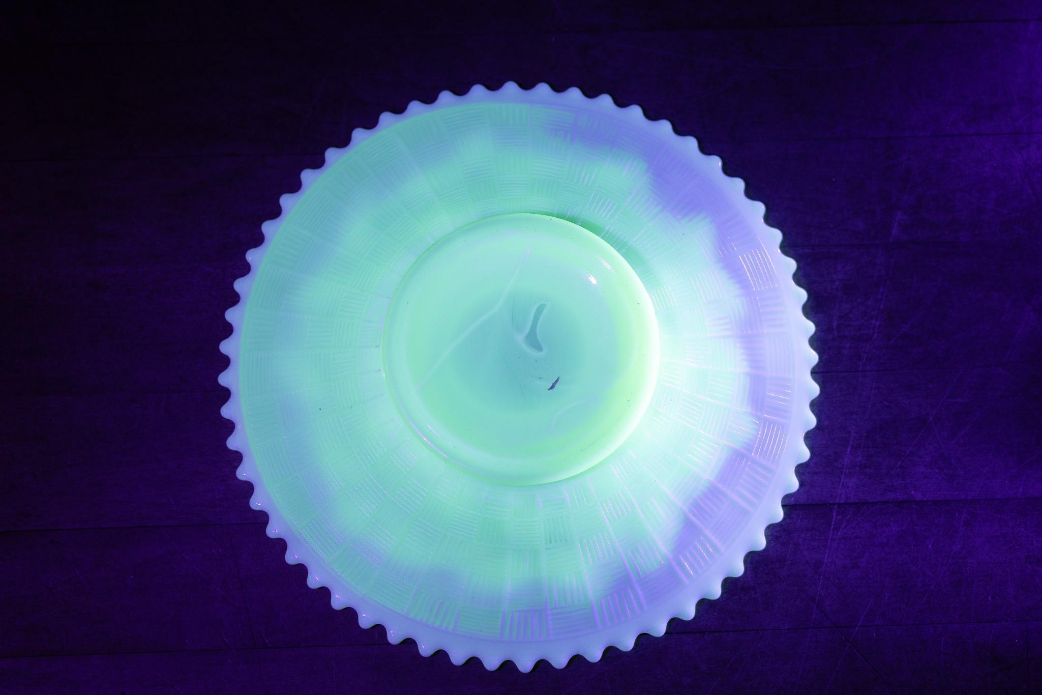 c. 1915 Opaque Uranium Glass Round Dish by Northwood