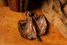 Copper Art Nouveau Figural Masked Woman Ashtray