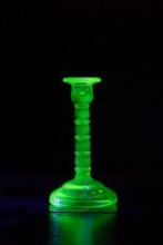 Antique Uranium Glass Candlestick 2