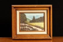 Small Framed Schmidt Landscape Painting of Santa Barbara, Signed