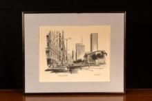 Vintage Chicago Art Institute Illustration Print; Signed