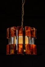 Modernist Amber Lucite Ceiling Lamp