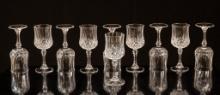 Set of 10 Large Diamond Cut Wine Glasses