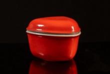 Vintage Red Anker Line Enamled Crock