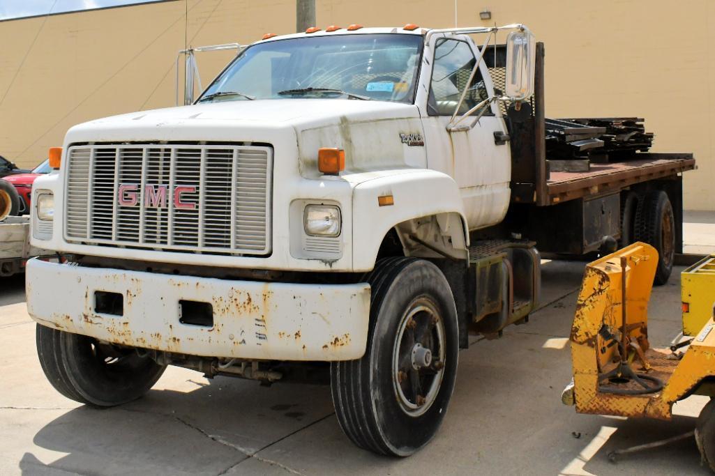 1990 GMC Topkick 8' x 20' Flat Bed Single Axle Dually Wheeled Stake Truck