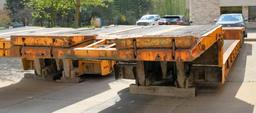 1975 Nelson 8' x 44' Tri-Axle Dually Wheeled Folding Gooseneck Low Boy Semi Equipment Trailer