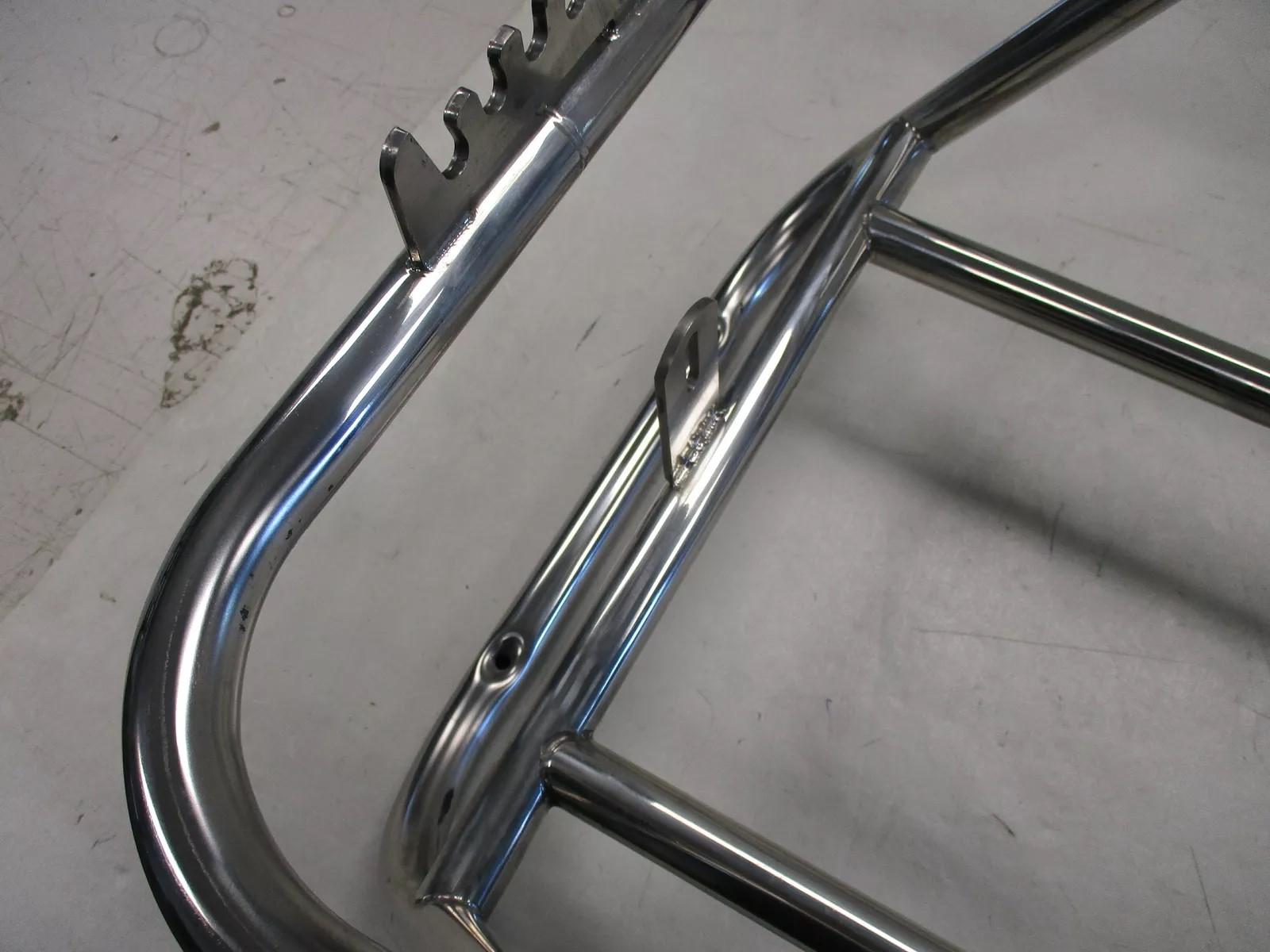 Swing back boat cooler seat frame, stainless steel