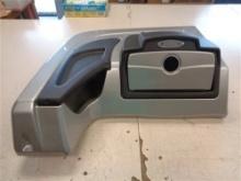 Tracker Targa  fiberglass glove box dash panel. It is silver and black in color