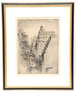 Anton Schutz Madison Ave Canyon 1929 Signed Etching